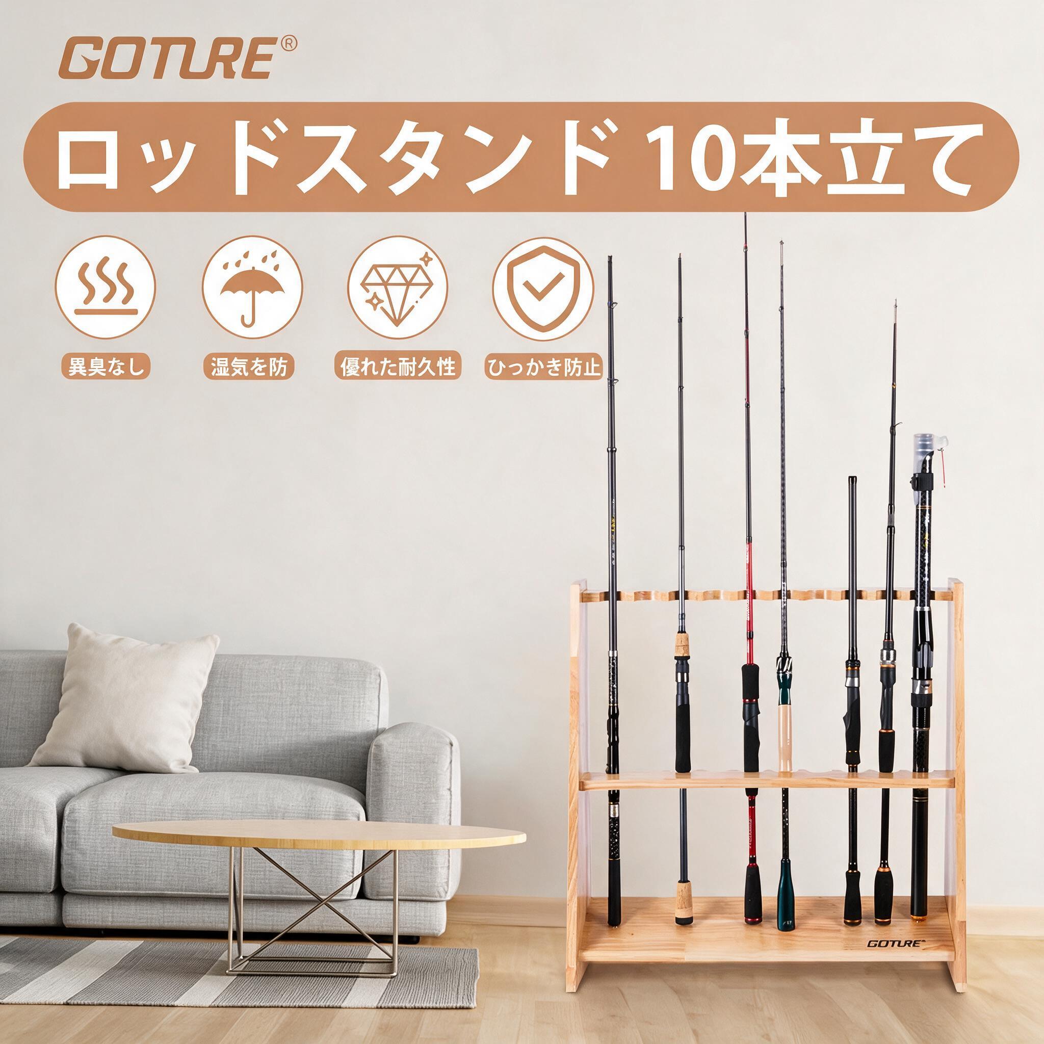 Goture Wooden Fishing Rod Hold - Fishing Equipment Organizer 评论和价格