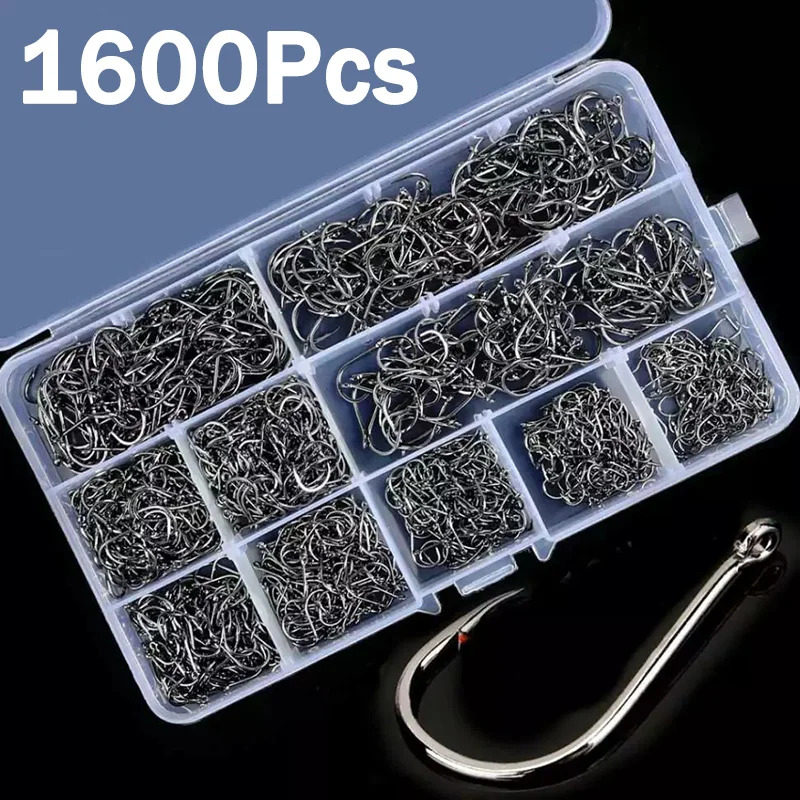 Surf Fishing Equipment - 50-1600Pcs/BoxFishing Hooks Carbon Steel Strong Sharp