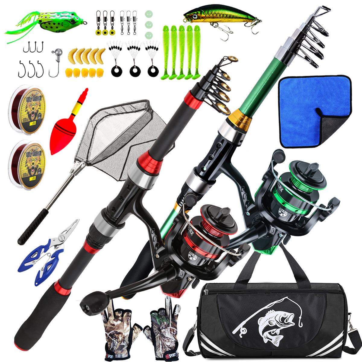 1.8m Telescopic Double Lure Ro - Landing Net Telescopic 评论和价格