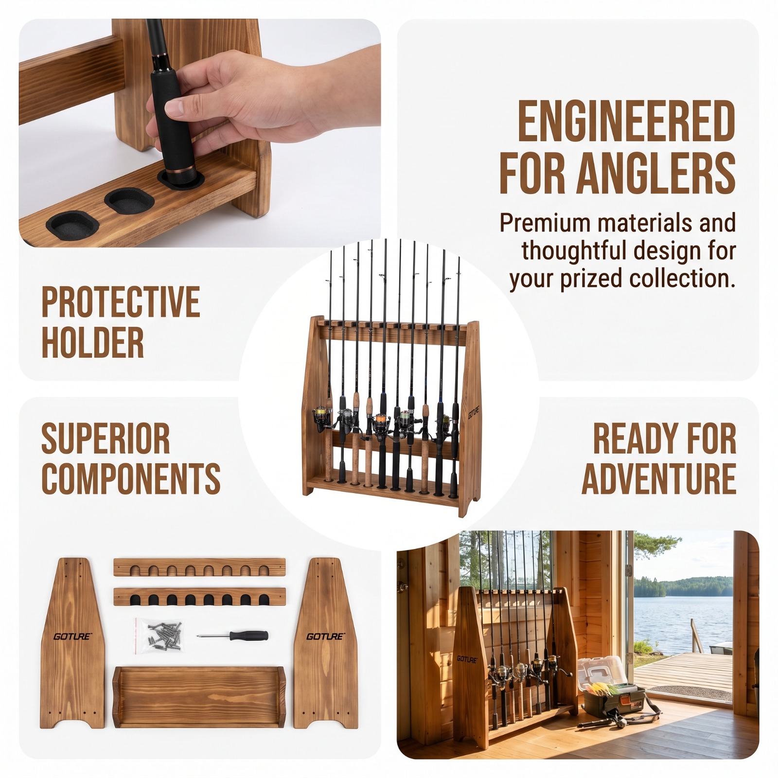 Goture 10 Slots Carbonized Pin - Fishing Equipment Organizer 评论和价格