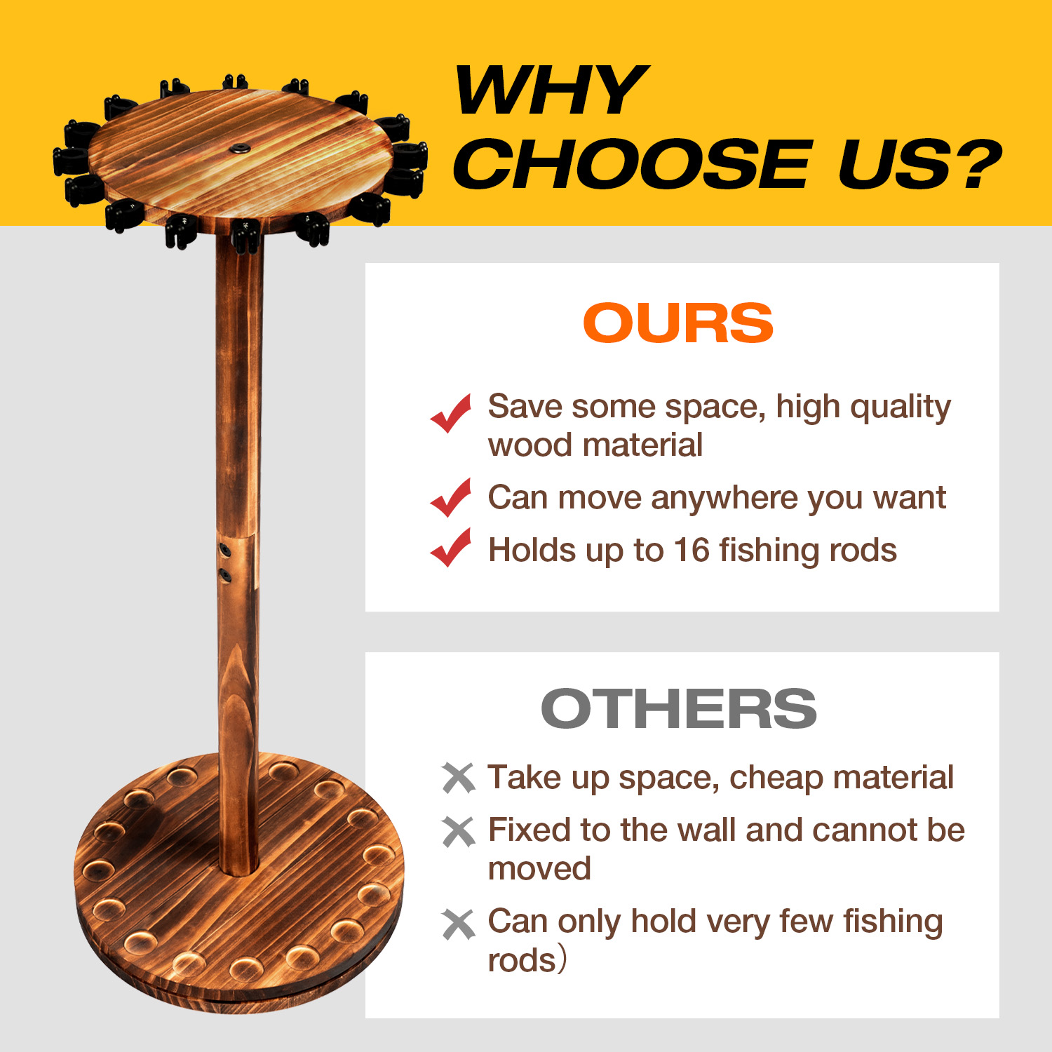 Round Carbonized Wood Fishing  - Fishing Equipment Organizer 评论和价格