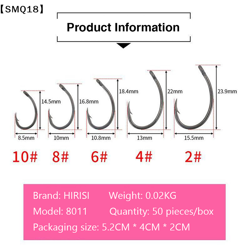 Hirisi 50pcs Boxed  Hooks Barb - Fishing Equipment Organizer 评论和价格