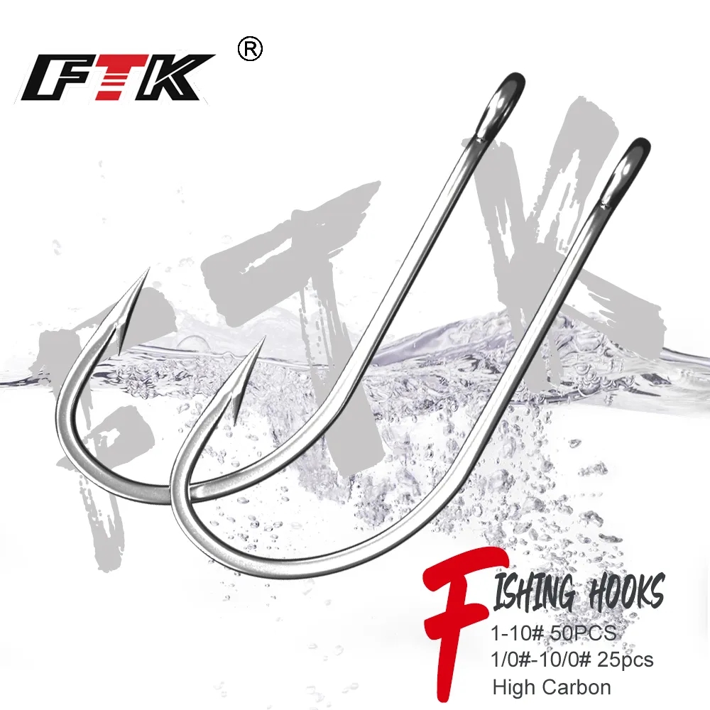 FTK Fishing Hooks 1-10#50PCS 1 - Surf Fishing Equipment 评论和价格